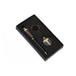 Gold Plated DR Symbol Pen And Keychain