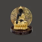 Black Buddha with Golden & Terracotta Accents with Indrajaal