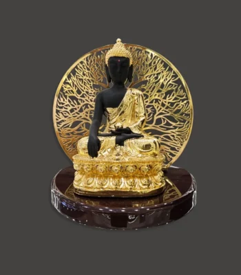 Black Buddha with Golden & Terracotta Accents with Indrajaal