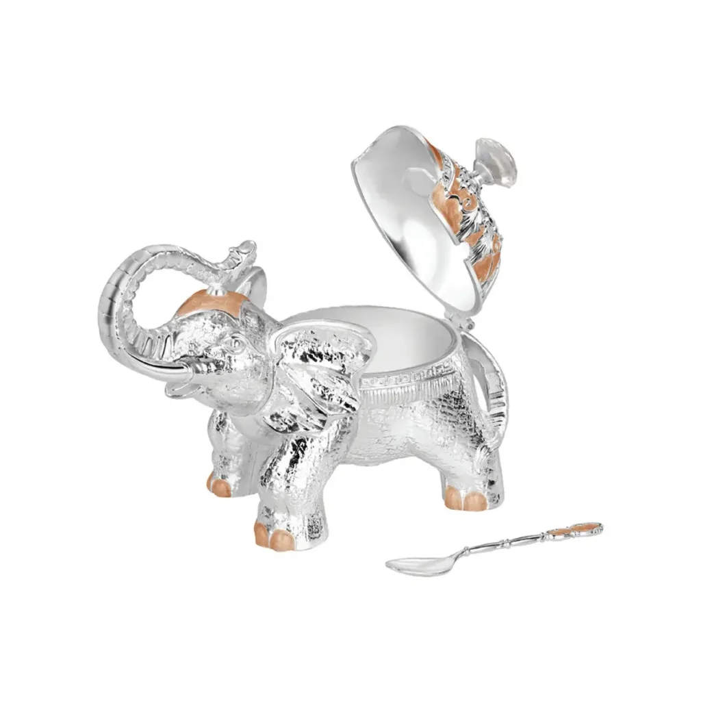 Elephant Sugar Pot Metal Peach