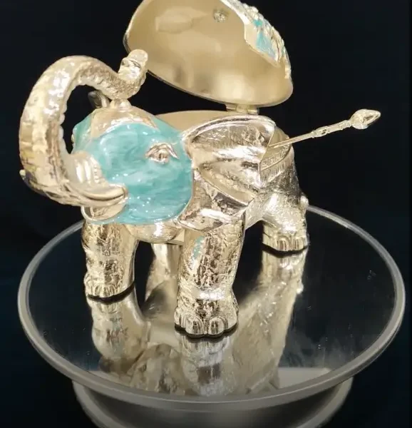 Elephant Sugar Pot Metal Sky Blue