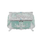 Peacock Enamel Box Small Aqua Blue