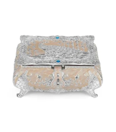 Peacock Enamel Box Small Peach