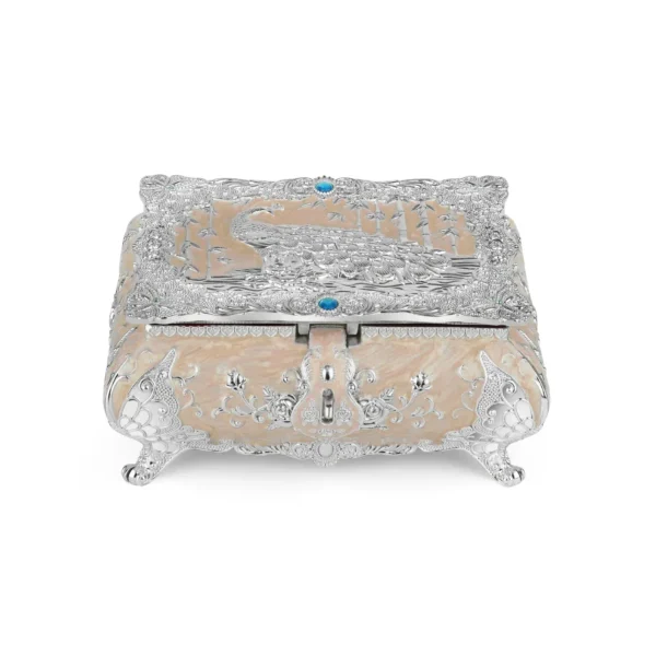 Peacock Enamel Box Small Peach