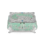 Peacock Enamel Box Small Sea Green