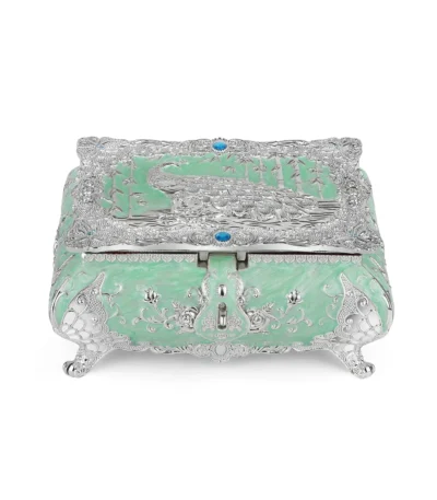 Peacock Enamel Box Small Sea Green