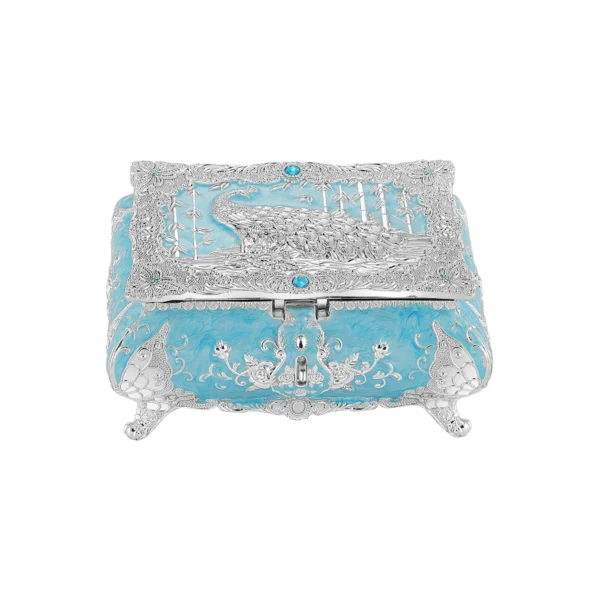 Peacock Enamel Box Small Sky Blue