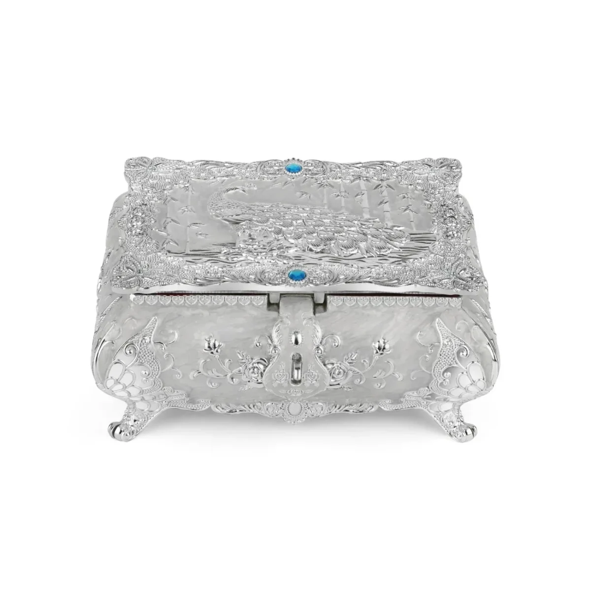 Peacock Enamel Box Small White