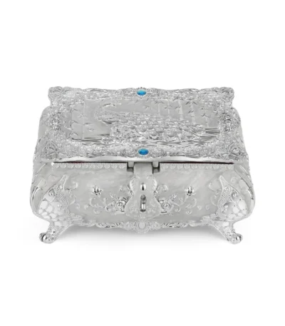 Peacock Enamel Box Small White