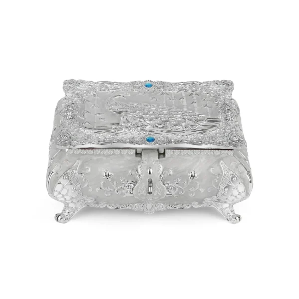 Peacock Enamel Box Small White