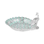 Platter with Peacock half Pastel Sky Blue