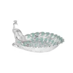 Platter with Peacock half Pastel Sky Blue