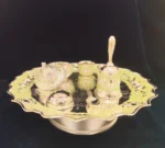 Blue Enamel Silver-Plated Pooja Thali Set - Image 2