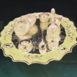 Blue Enamel Silver-Plated Pooja Thali Set