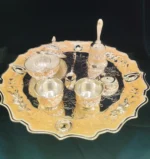 Blue Enamel Silver-Plated Pooja Thali Set - Image 3