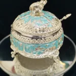 Green Enamel Elephant Candy Box