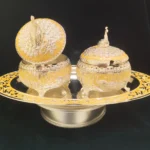 Peach Enamel Elephant Candy Jar Set with Silver-Plated Tray | Dry Fruit & Mukhwas Serving Set